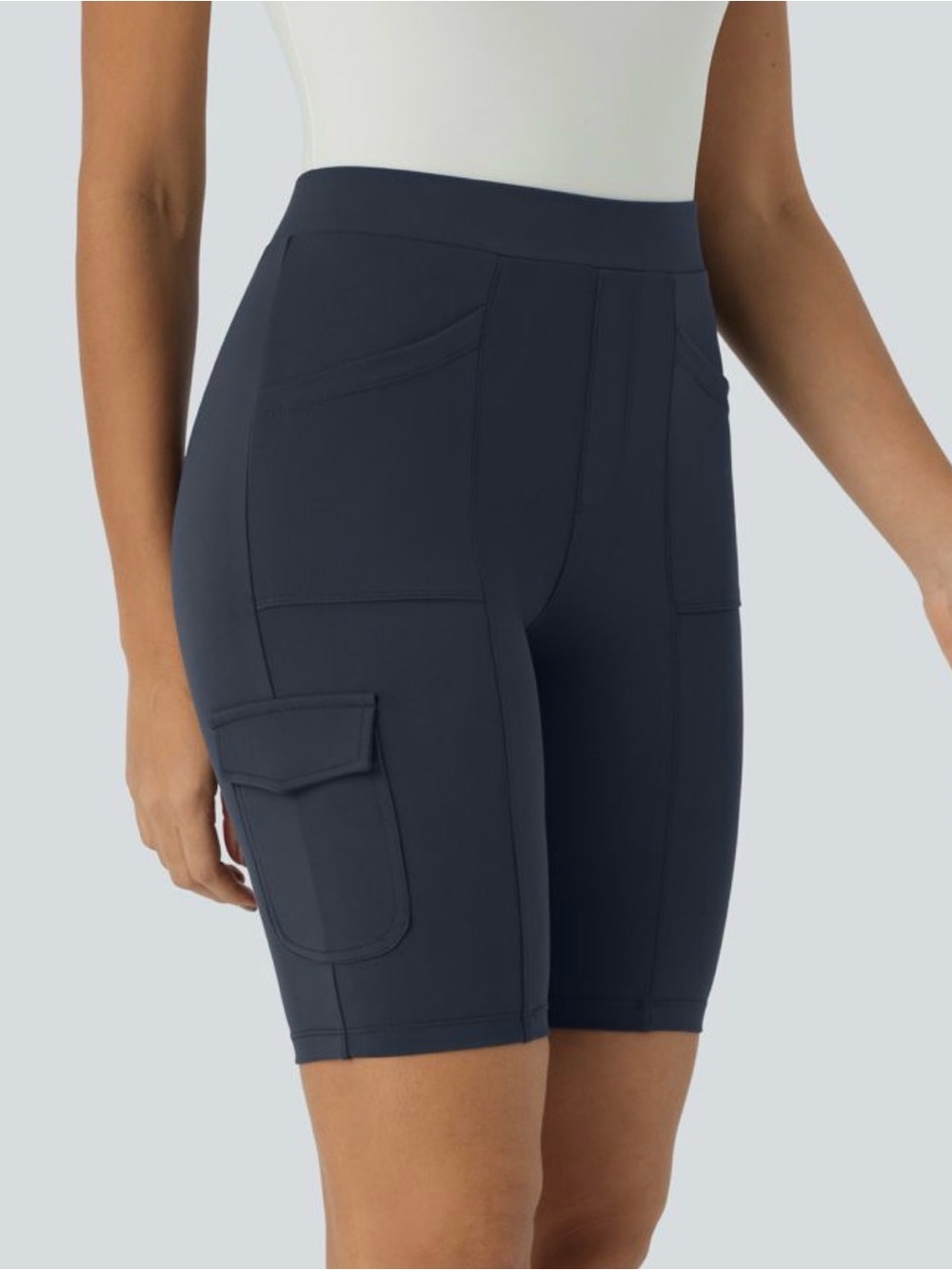 HALARA Navy High-Rise Utility Bike Shorts with Pockets Size S